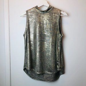 Anthropologie Metallic Gold Sleeveless Top 9-H15